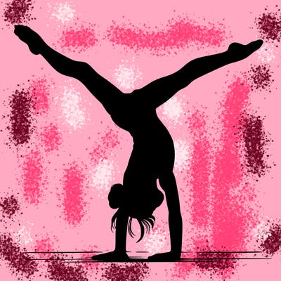 realistic gymnastic hand stand girl in four splits
