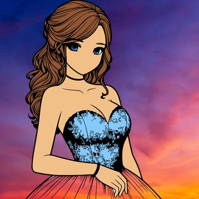realistic girl in prom dress