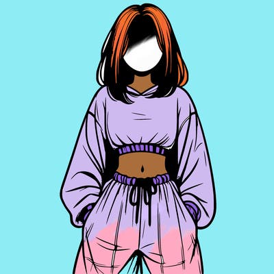 realistic girl faceless with baggy pants and a crop top