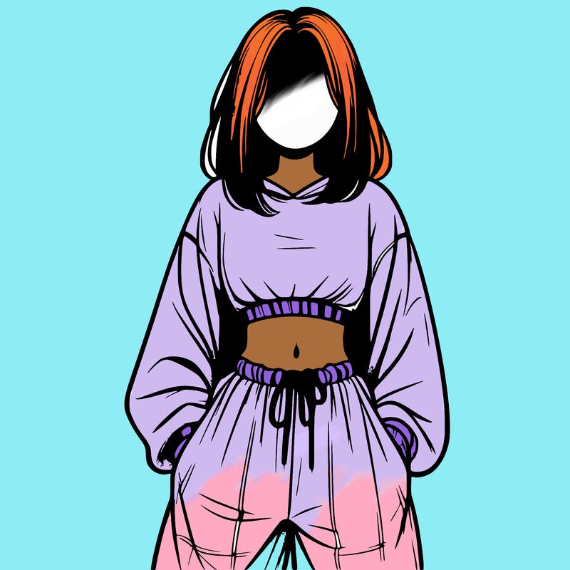 realistic girl faceless with baggy pants and a crop top