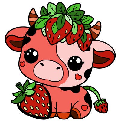 cute strawberry cow