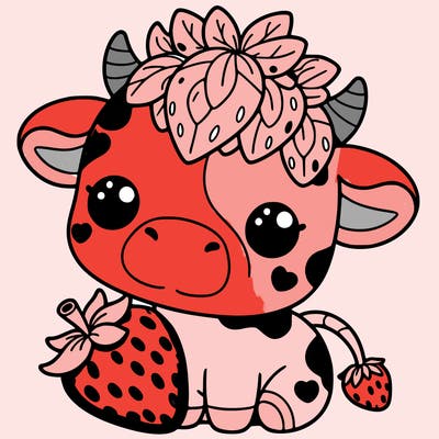 cute strawberry cow