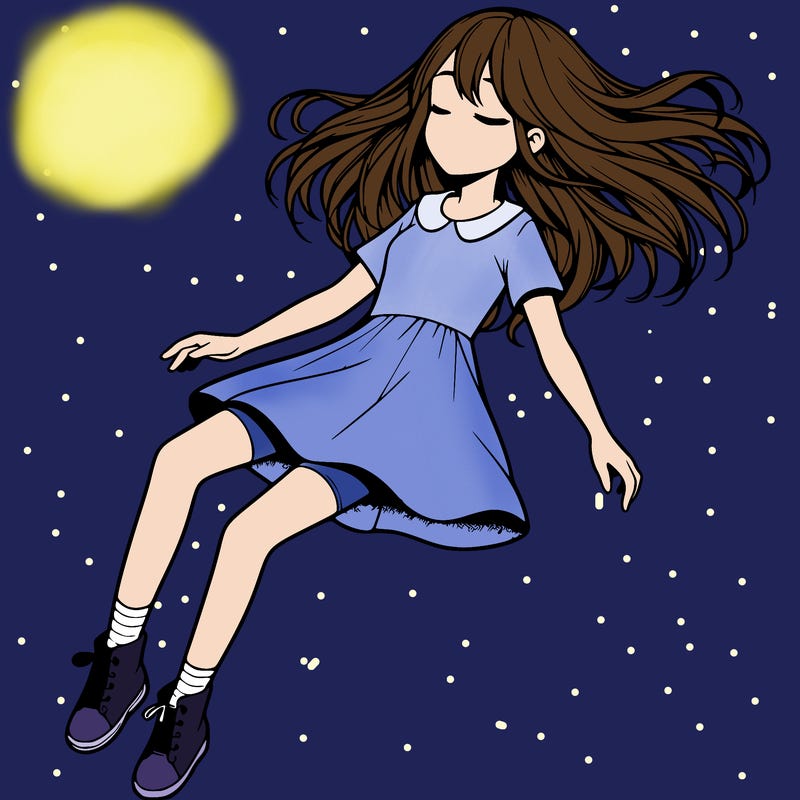 realistic girl floating