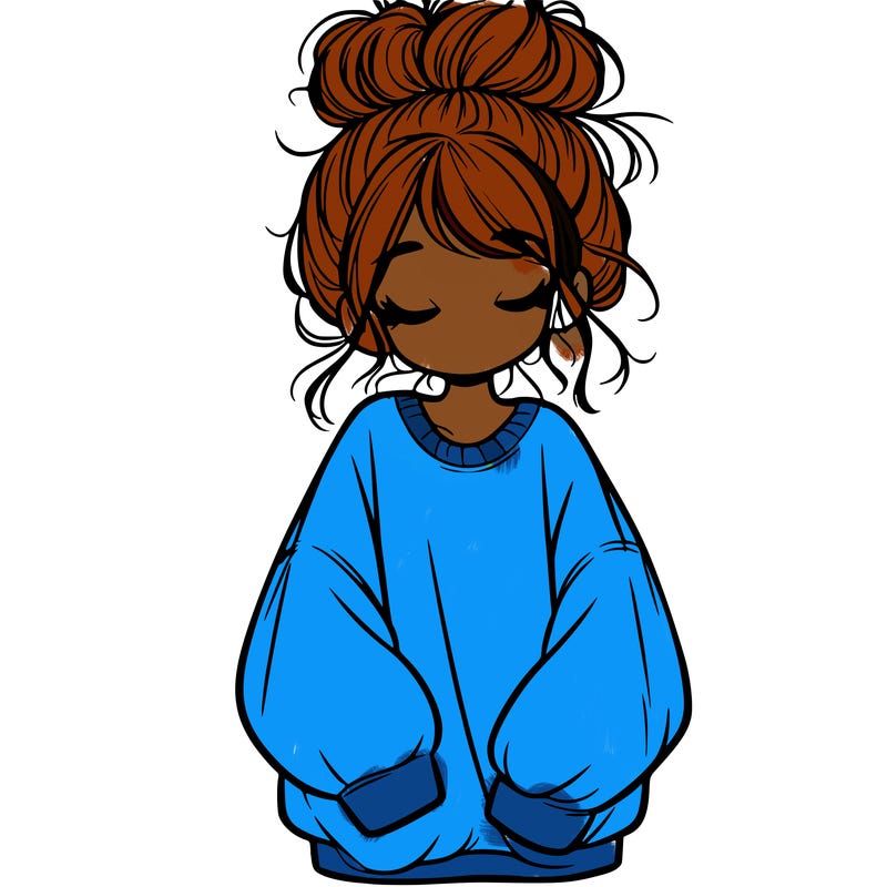 girl with baggy sweatshirt and messy bun