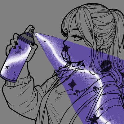 a realistic girl spray, painting