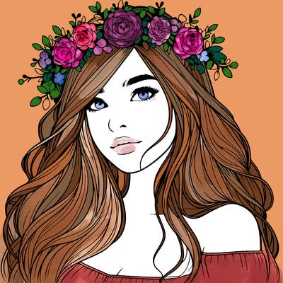 realistic girl with flower crown