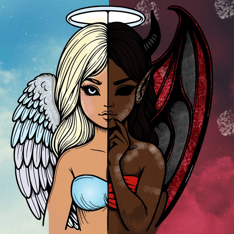 realistic angel half demon