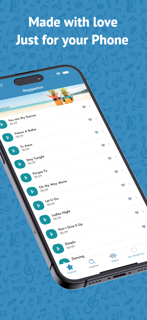 Best Ringtones 2026 for iPhone - Tela do iPhone exibindo uma coleção popular de toques de reggaeton