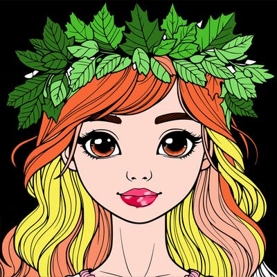 realistic girl with fall leaf crown