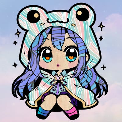 chibi girl with frog hoodie