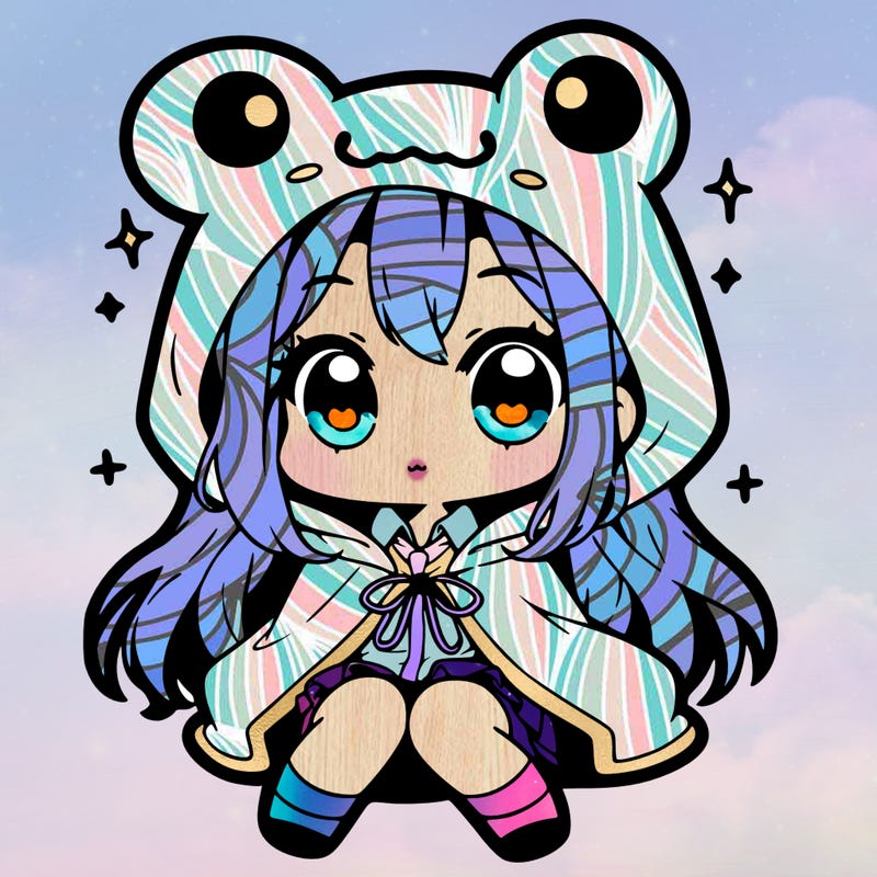 chibi girl with frog hoodie