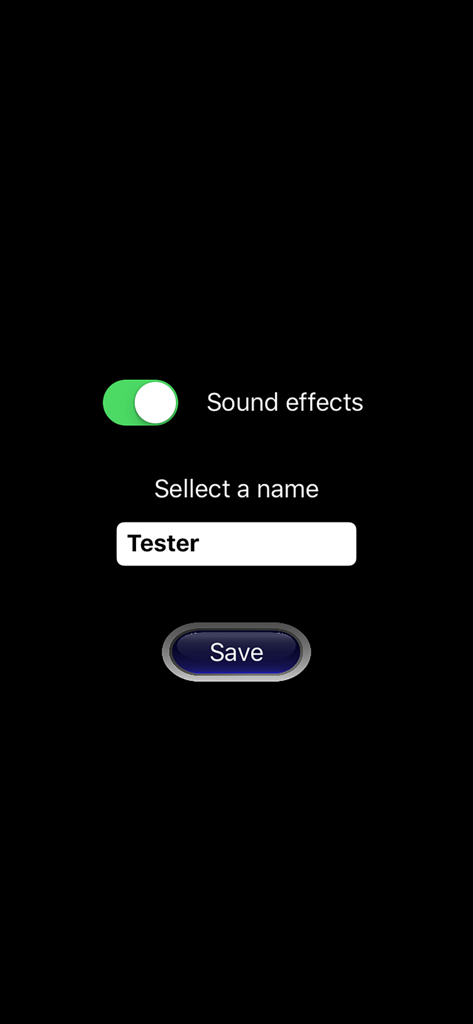 Online Walkie Talkie Pro profile setup screen with sound effects toggle and name entry field