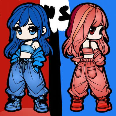 girl in crop top and baggy pants