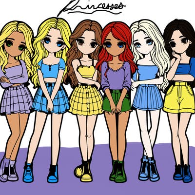 a group of girls realistic