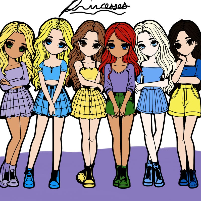 a group of girls realistic