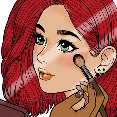 a realistic girl doing her makeup