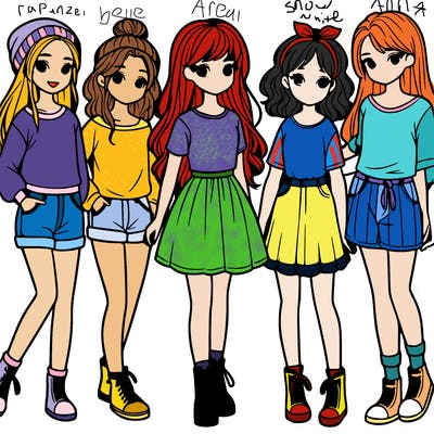 a group of five girls