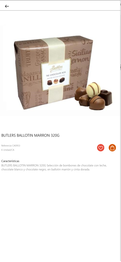 Rinor - Gourmet chocolate product listing in the Rinor mobile app