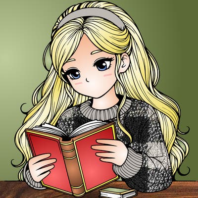 realistic girl reading a book