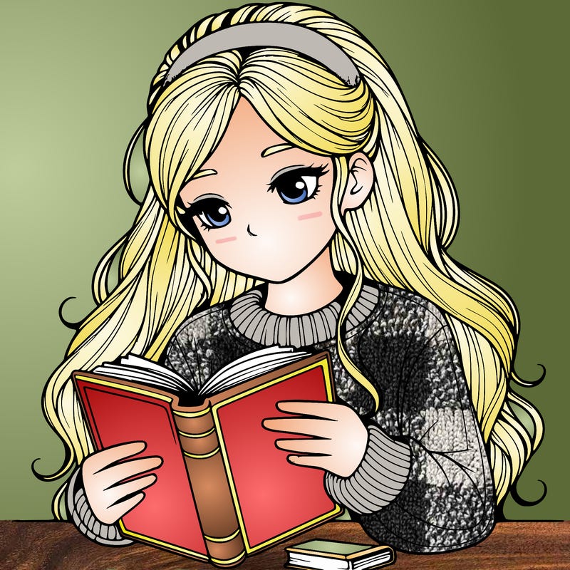 realistic girl reading a book