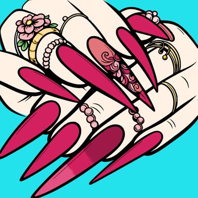 long nails with a design