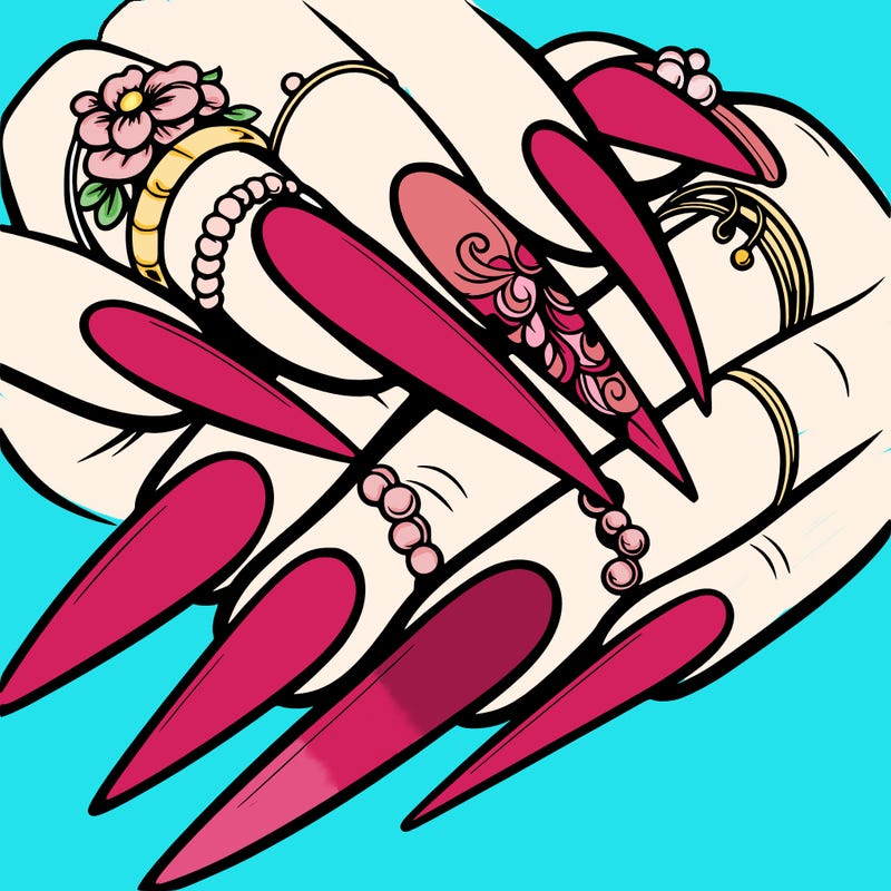 long nails with a design