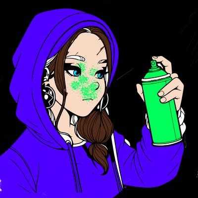 a realistic girl, spray painting