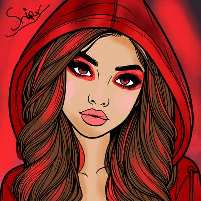 realistic beautiful girl with a hood on