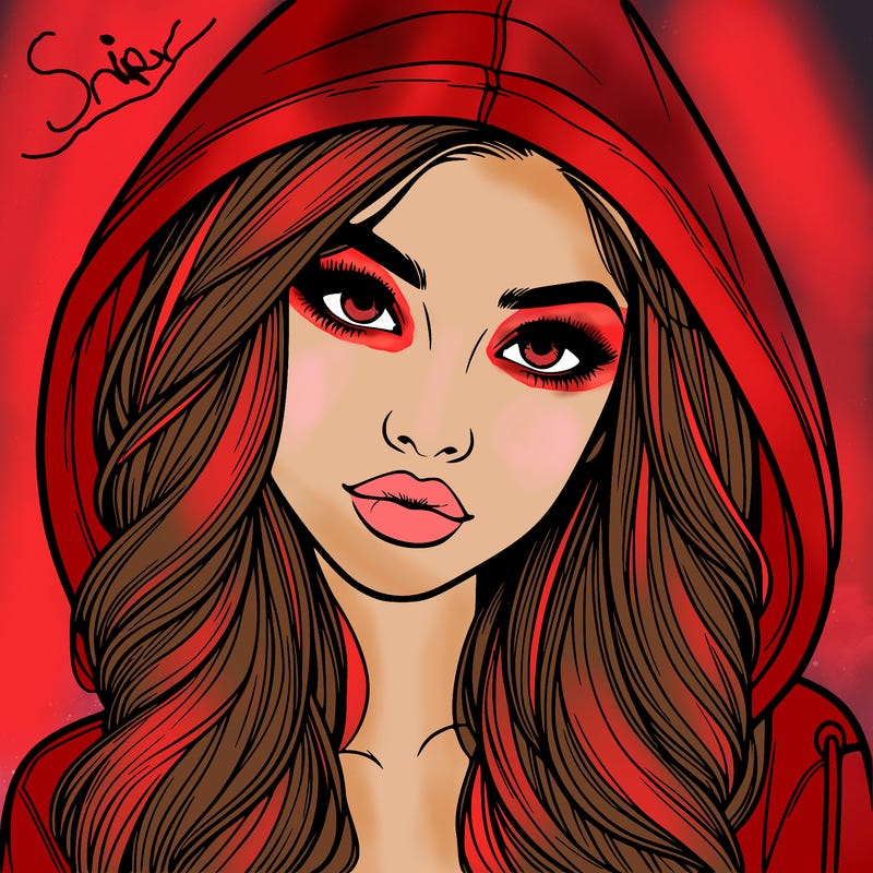 realistic beautiful girl with a hood on