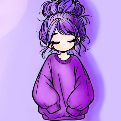 girl with baggy sweatshirt and messy bun
