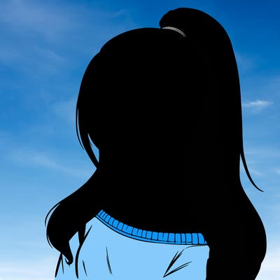 realistic girl with a high ponytail