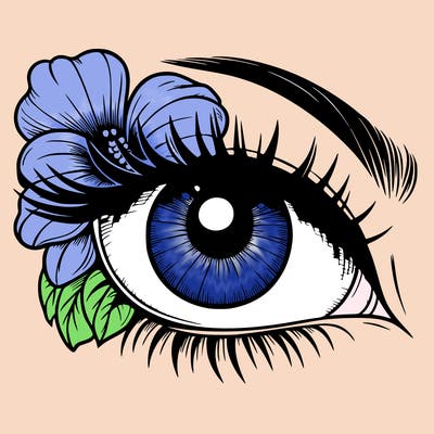 realistic eye with flower
