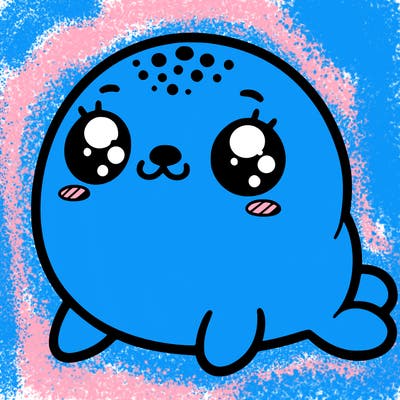 kawaii seal: with a fluffy round body and big eyes