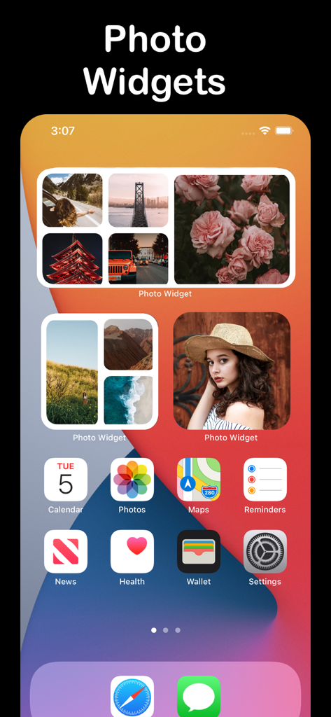 Photo Widget - Picture Collage - Custom photo widgets and collage layouts on an aesthetic iPhone home screen