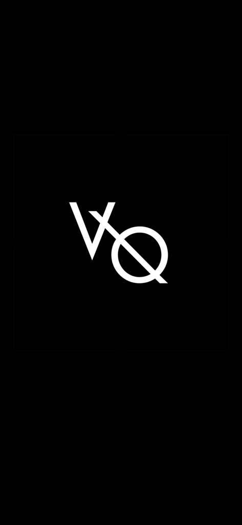 White VQ logo on a black background for the Vanquish Fitness app.