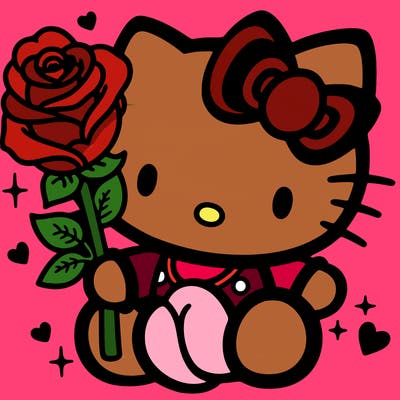 hello kitty with a rose