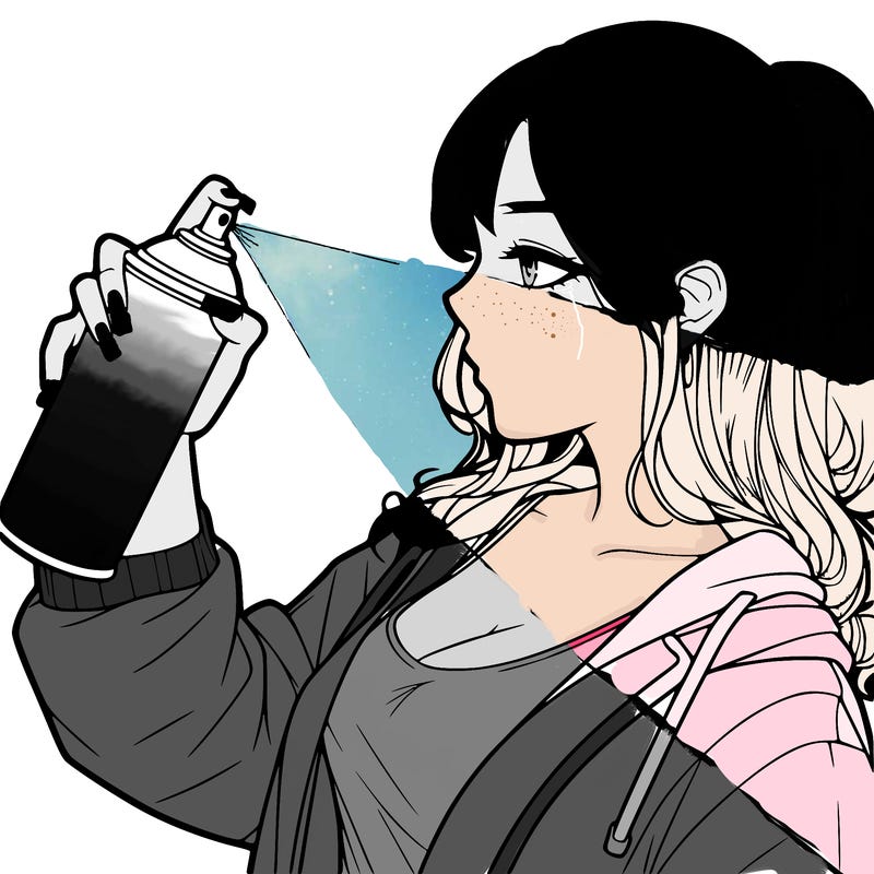 a realistic girl spray, painting