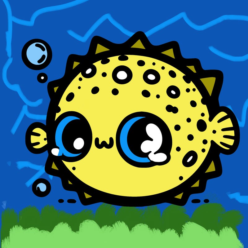 kawaii pufferfish: all puffed up and looking adorable