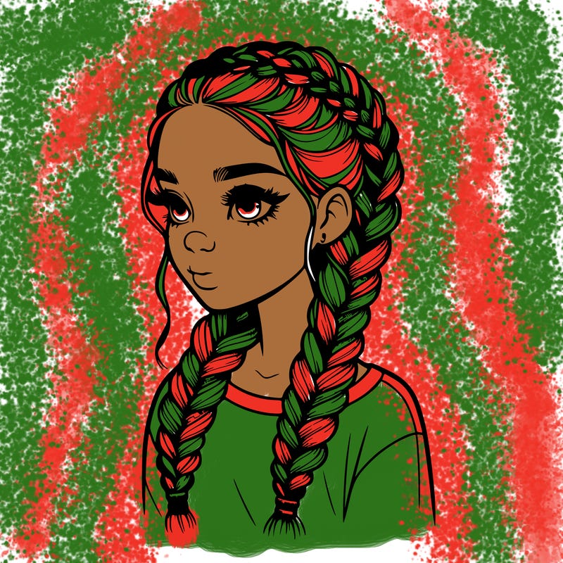 realistic girl with braids