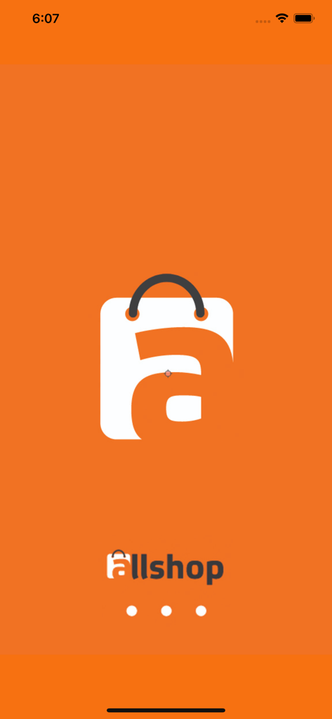 Allshop - Allshop app splash screen with logo on an orange background