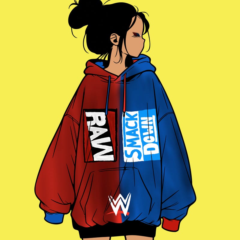 realistic girl with a oversized sweatshirt on and a bun