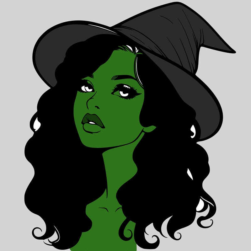 realistic witch girl with wavy hair and lips