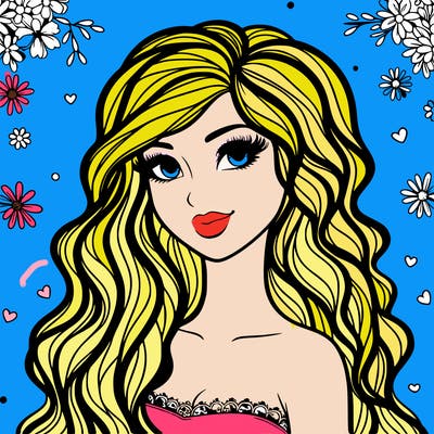 pretty woman with long wavy hair