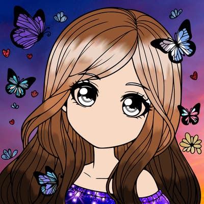 realistic girl with butterflies around her