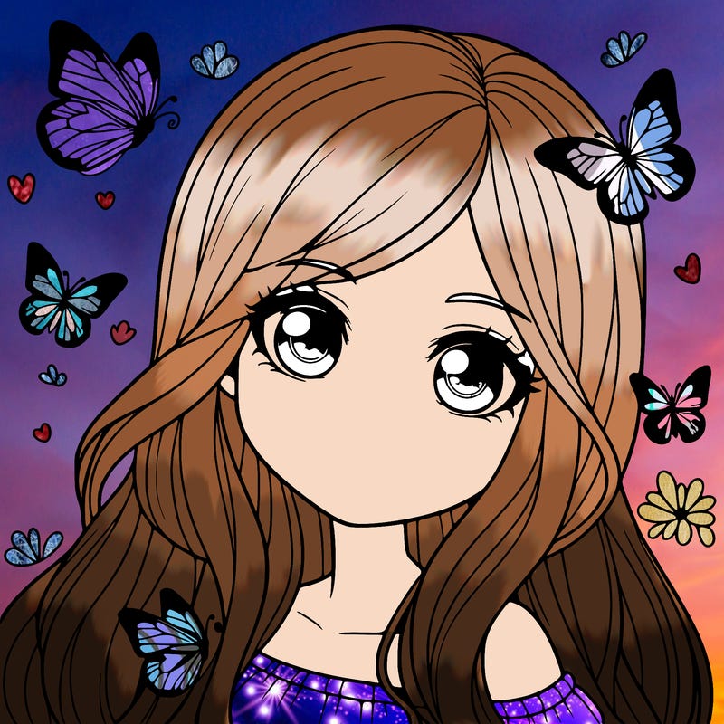 realistic girl with butterflies around her