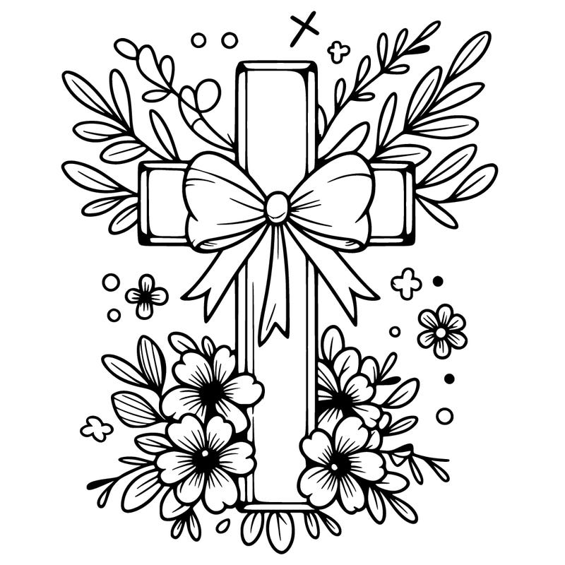 cross with flowers and bows