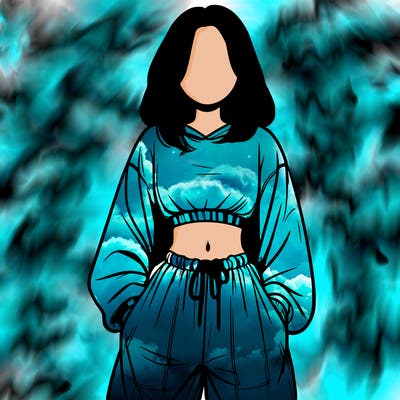 realistic girl faceless with baggy pants and a crop top