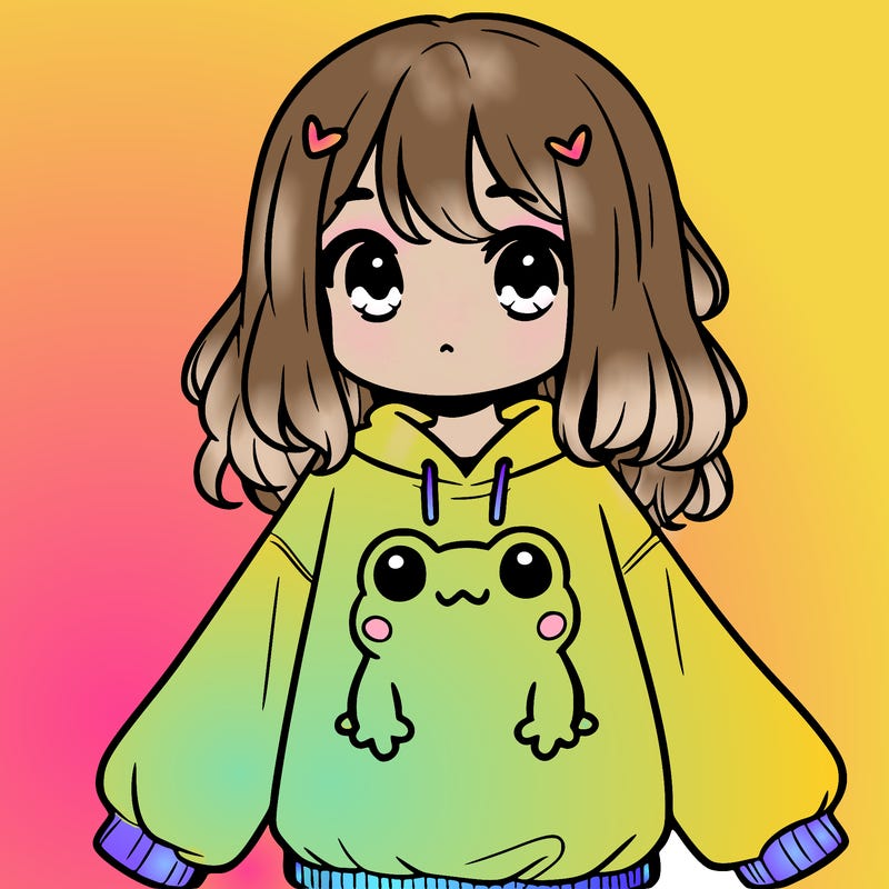 girl wearing frogging sweatshirt