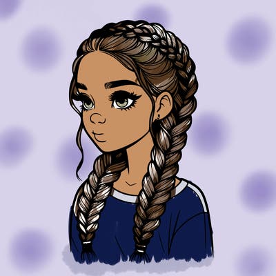 realistic girl with braids