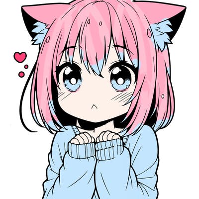 shy anime catgirl